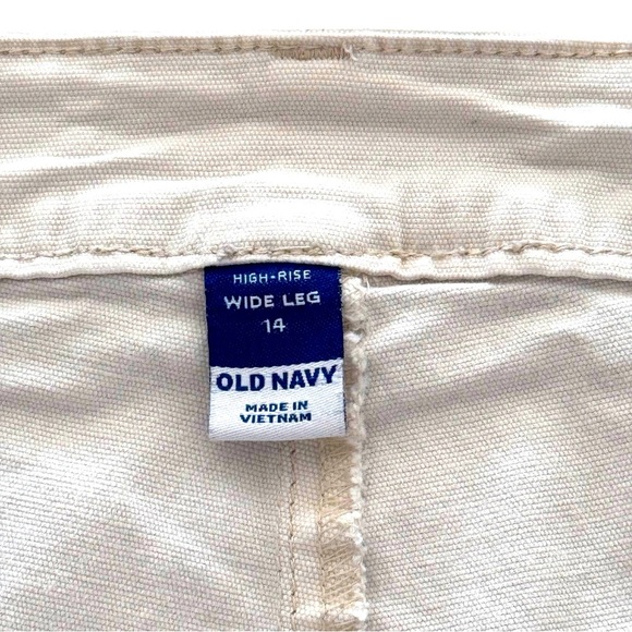 Old Navy Size 14 Cream High Waist Wide Leg Cotton/Spandex Cropped Pants - Picture 6 of 7